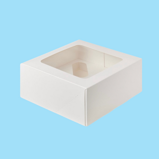 White Cupcake Boxes with Insert & PET Plastic Window (4 Hole)