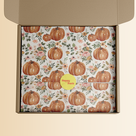 Autumn Pumpkin Patterned Tissue Paper 20x14" (18gsm)