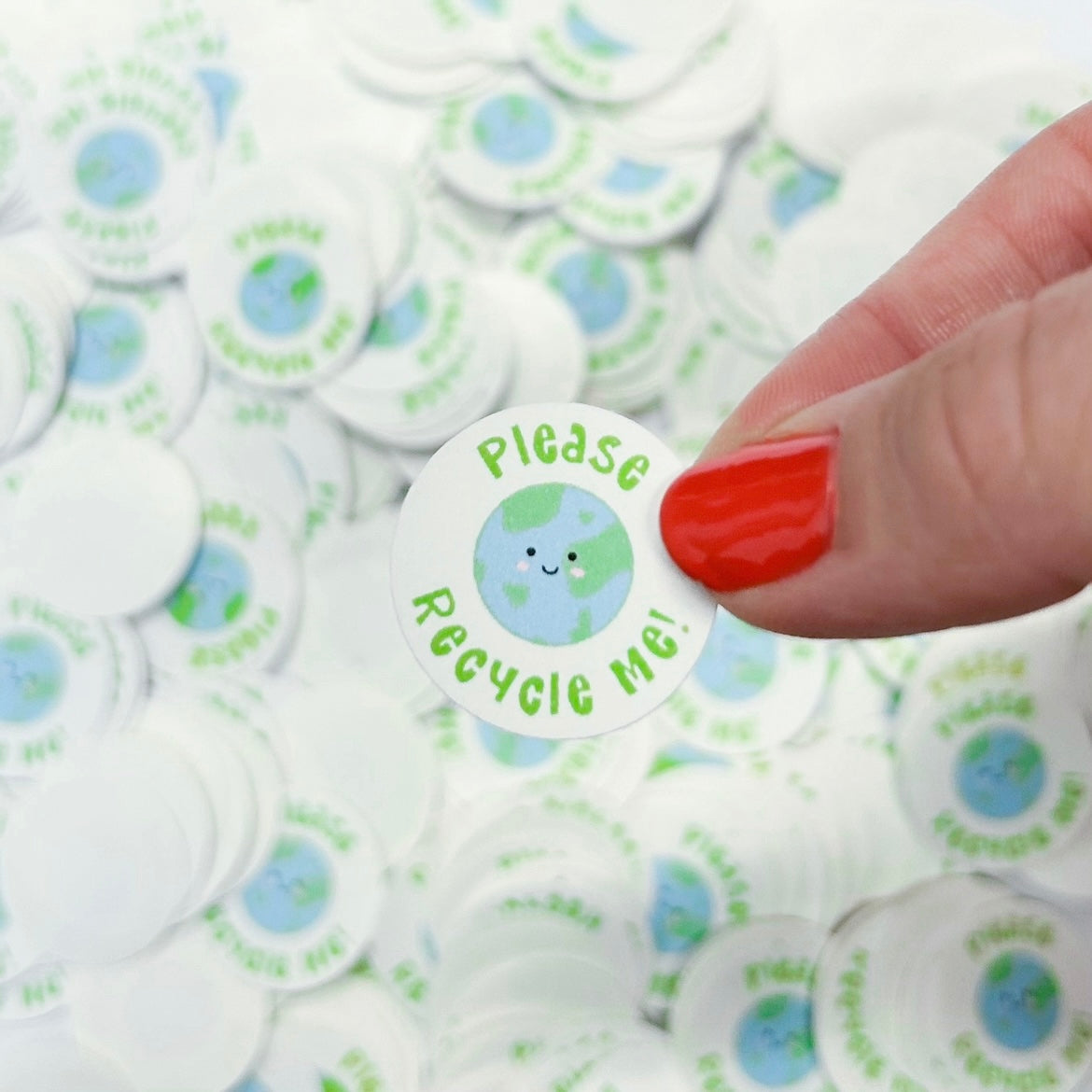 1" Biodegradable Stickers - 'Please Recycle Me!'