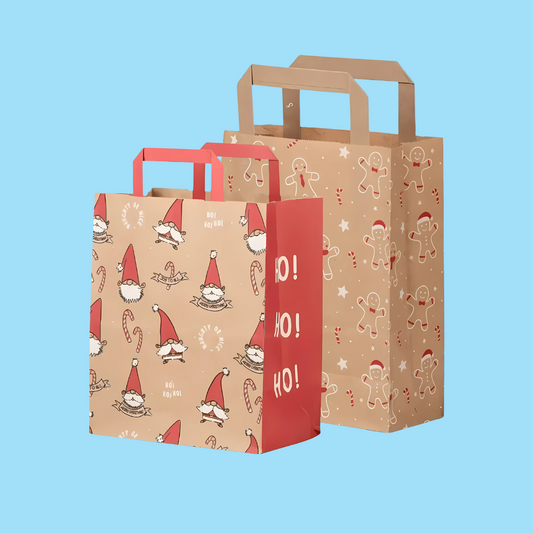 Christmas Kraft Paper Flat Handle Bags