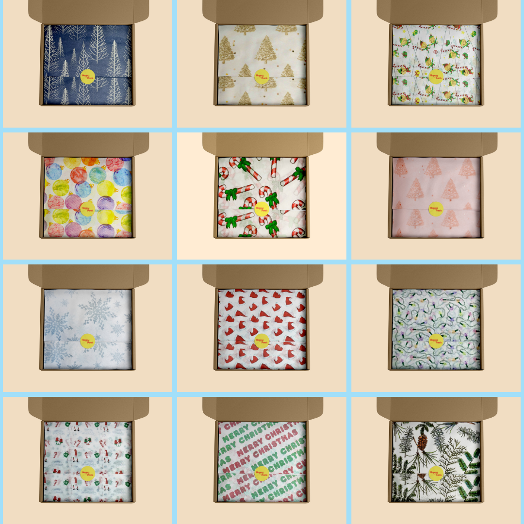 Christmas Patterned Tissue Paper (15 Designs)