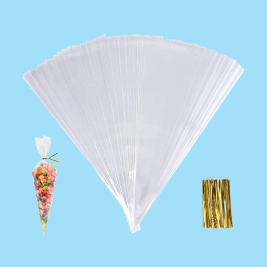 Clear Cellophane Cone Bags (2 Sizes)