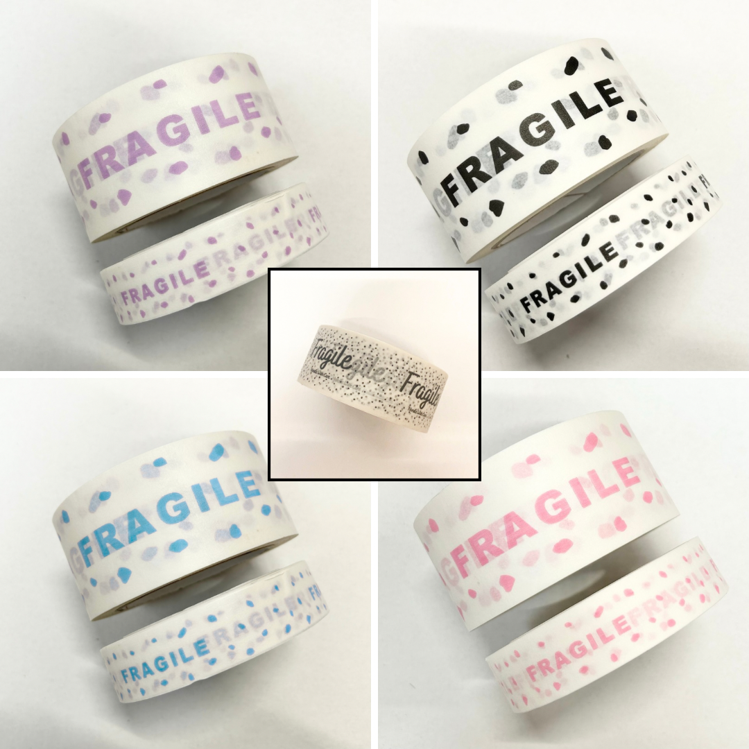 'Fragile' Polka-Dot Patterned Paper Tape (Wholesale: Pack of 15)