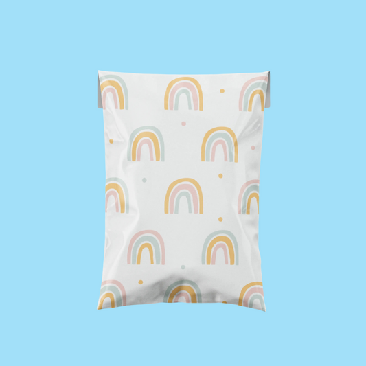 Pastel Rainbow Patterned Poly Postal Bags