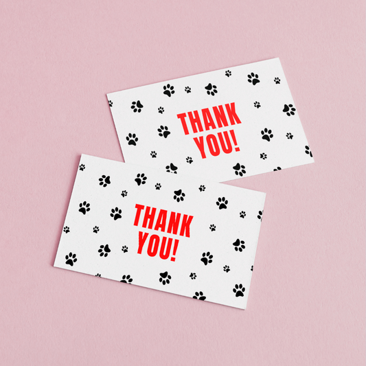 85mm x 55mm Paw Print Appreciation Cards