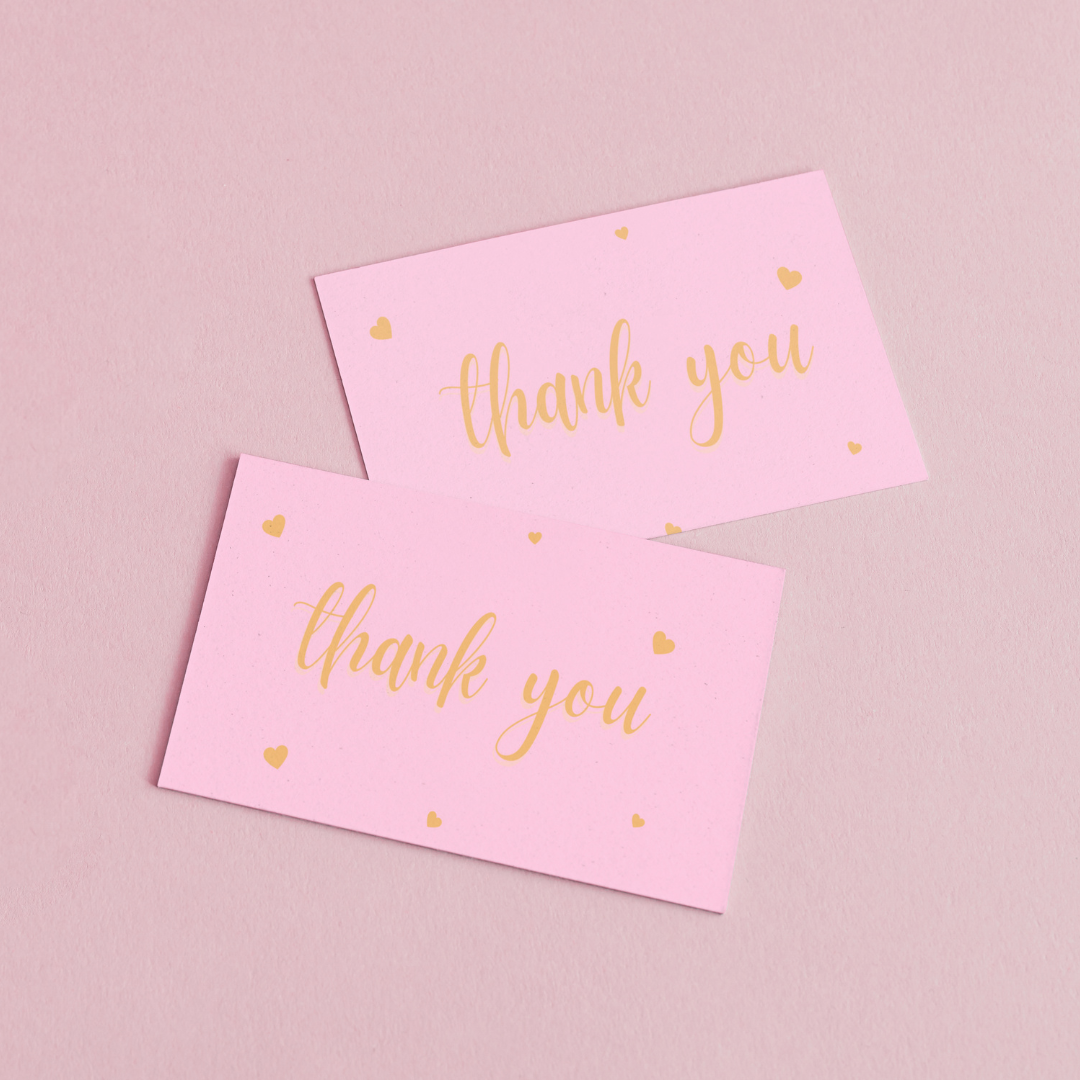 85mm x 55mm Pink & Gold Appreciation Cards