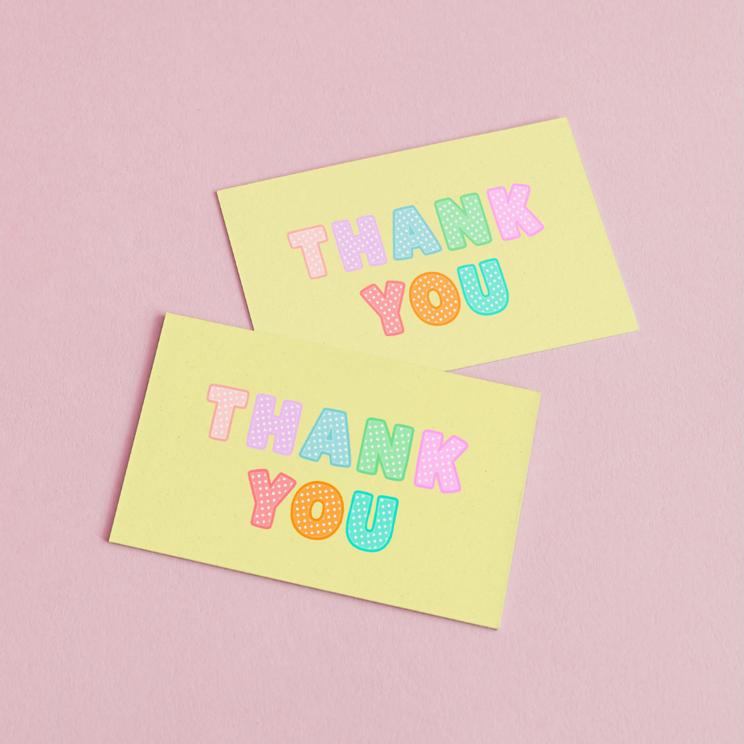 85mm x 55mm Rainbow Polka Dot Appreciation Cards