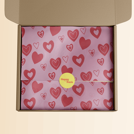 Pink & Red Heart Patterned Tissue Paper 20x30" (18gsm)