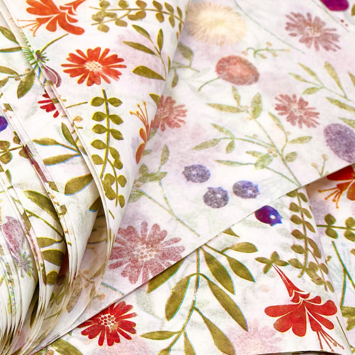 Spring Meadow Patterned Tissue Paper 20x30" (18gsm)