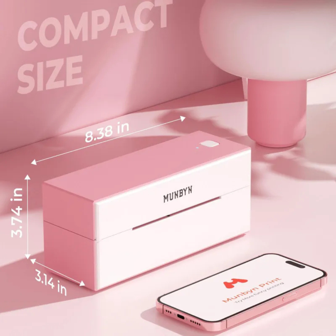 MUNBYN Bluetooth Thermal Label Printer (Pink) - Wireless