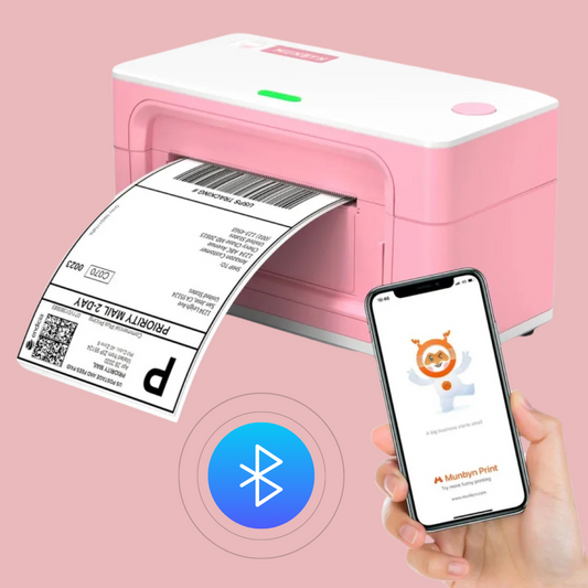 MUNBYN Bluetooth Thermal Label Printer (Pink) - Wireless