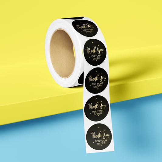 1" Stickers - Black & Gold Thank You