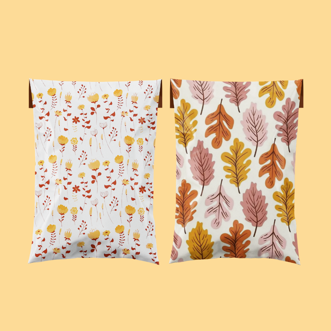 Patterned Poly Postal Bags - Autumn