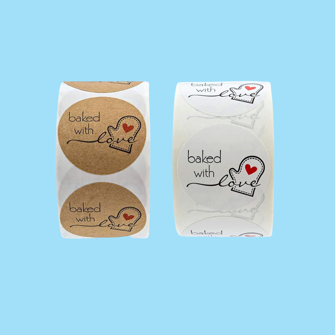 1" Stickers - 'Baked with Love'