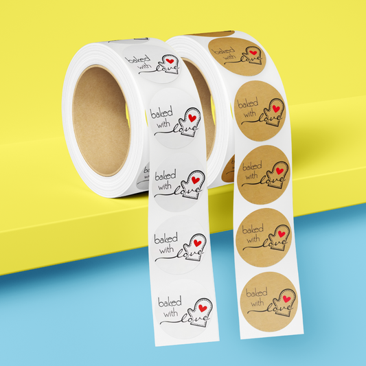 1" Stickers - 'Baked with Love'