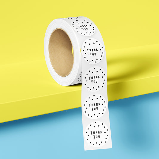 1" Stickers - Black Polka Dot