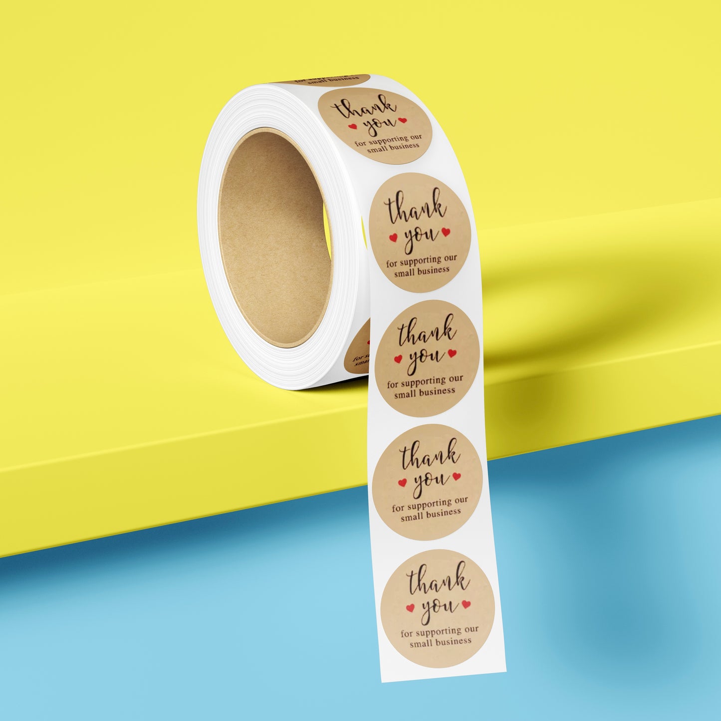 1" Stickers - Kraft Thank You For Supporting A Small Business