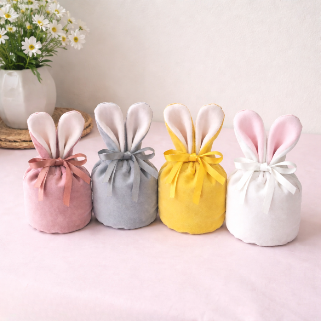 Velvet Easter Bunny Drawstring Bags