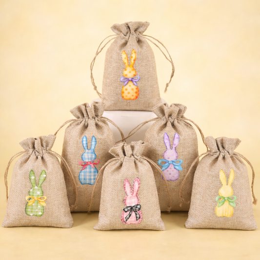 Hessian Easter Bunny Drawstring Bags