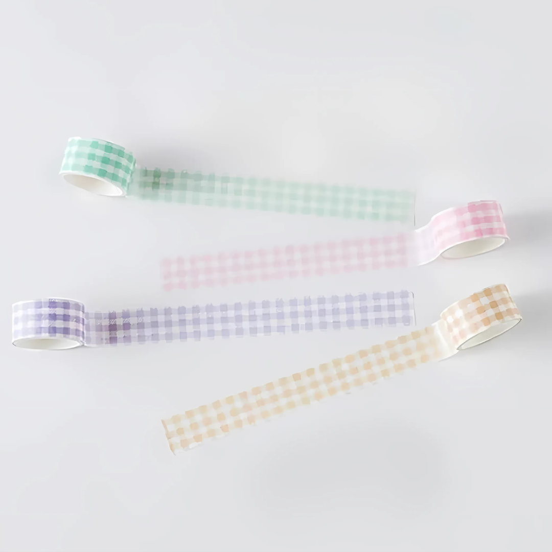 Gingham Patterned Washi Tape - Set of 4 (20mmx2m)