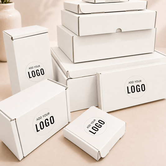 Custom Printed White Postal PIP Boxes (Large Letter)