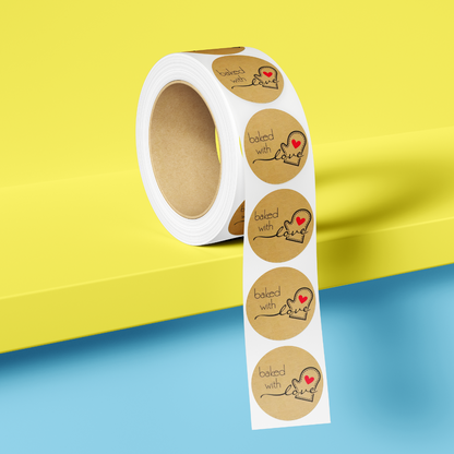 1" Stickers - 'Baked with Love'