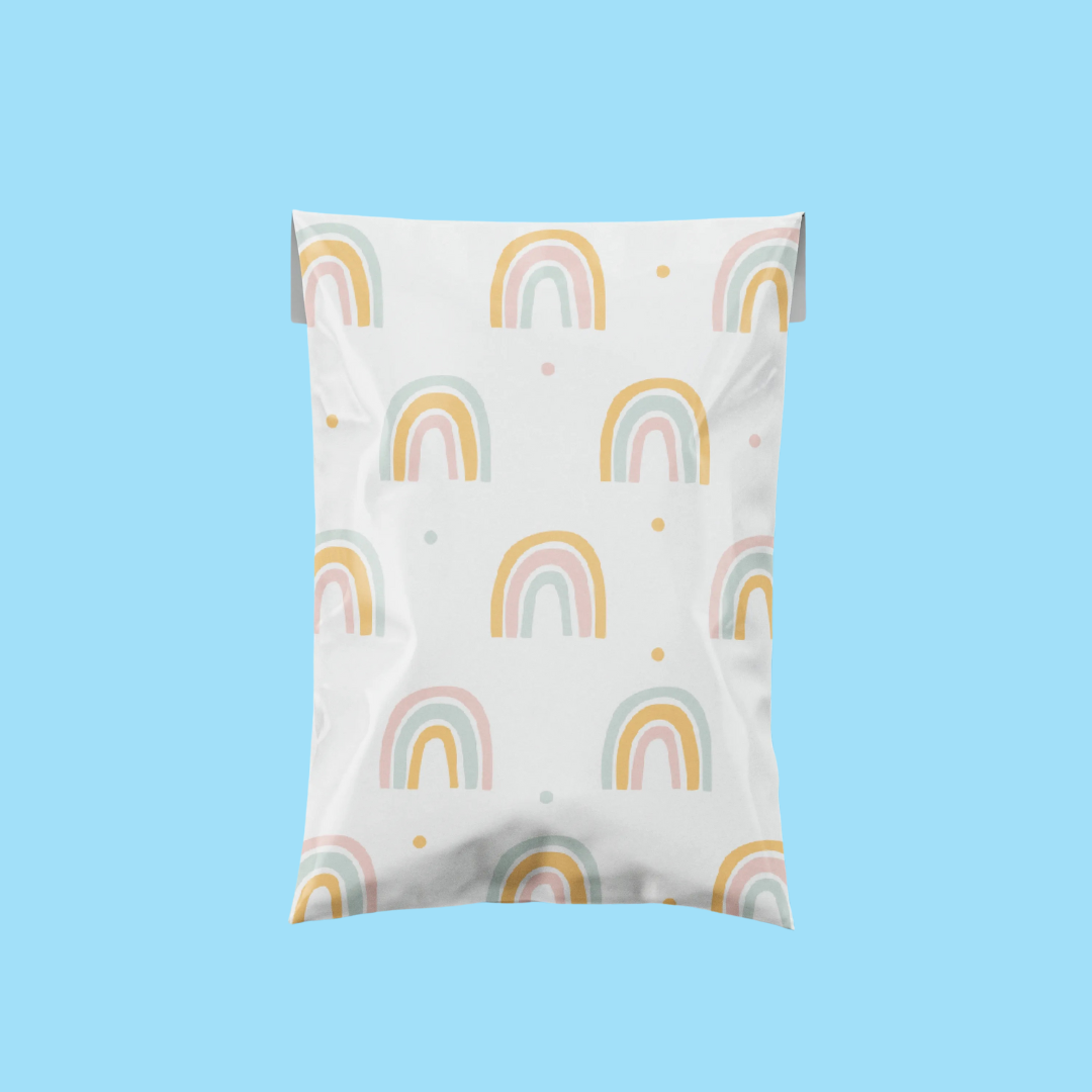 Pastel Rainbow Patterned Poly Postal Bags