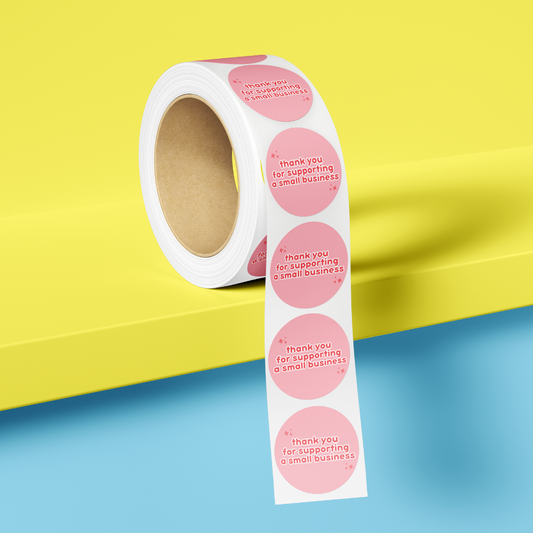 1" Stickers - Pink Thank You For Supporting My Small Business