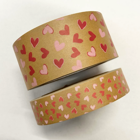 Pink & Red Heart Patterned Paper Tape