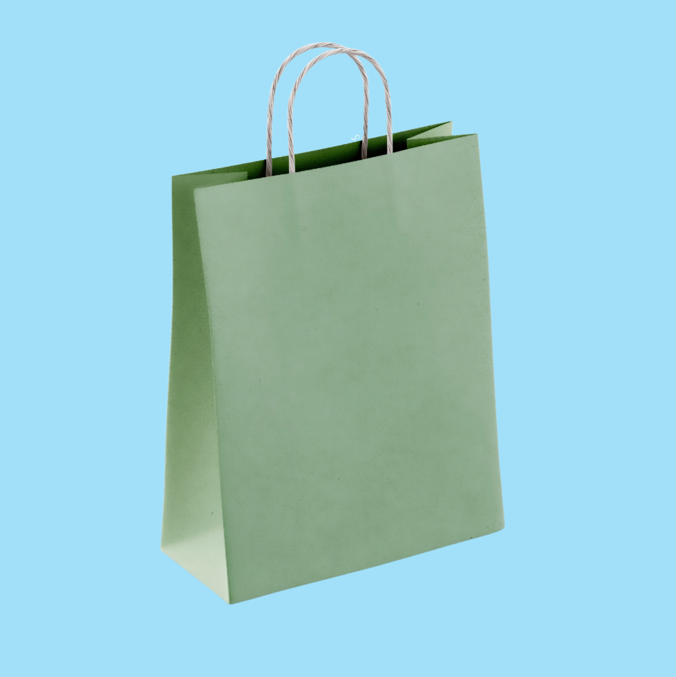 Sage Green Kraft Paper Twist Handle Bags