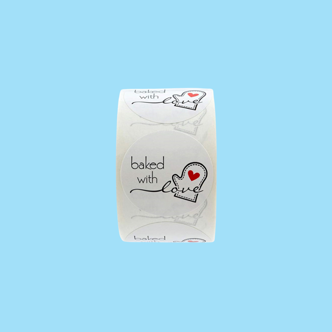 1" Stickers - 'Baked with Love'