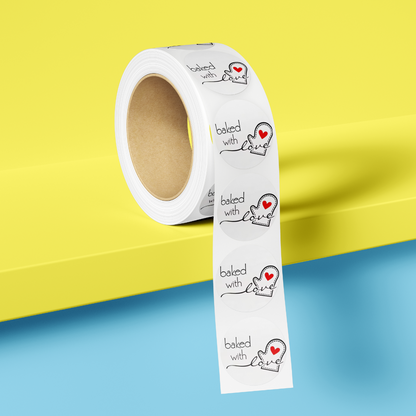 1" Stickers - 'Baked with Love'